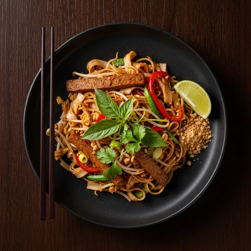 Gebratene Bandnudeln mit Gemüse Vegan